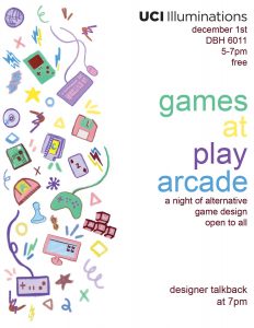 Flyer for Games at Play event at UCI December 2018