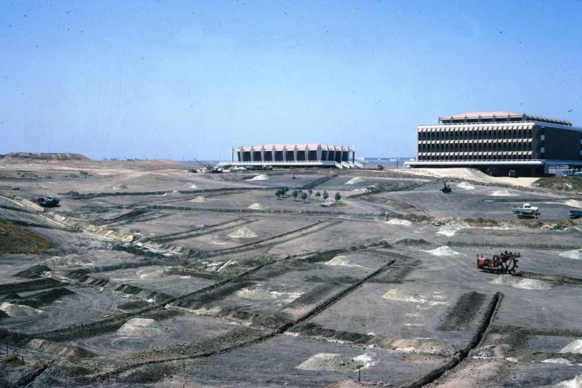 Aldrich Park (formerly Campus Park) being prepared for new landscaping in 1965.