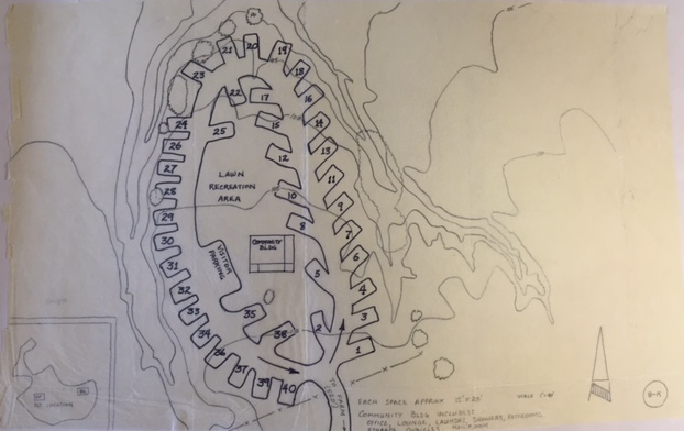 Site plan for RV park, circa 1972. 