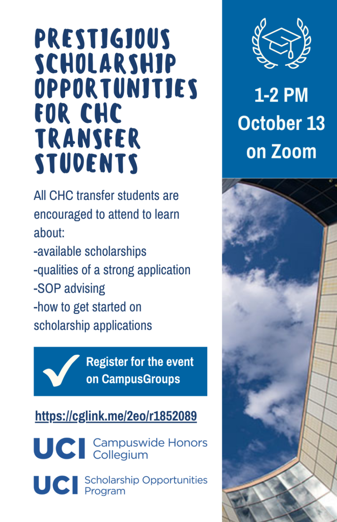 CHC Transfer Student SOP Presentation event flyer