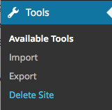 Tools > Delete Site