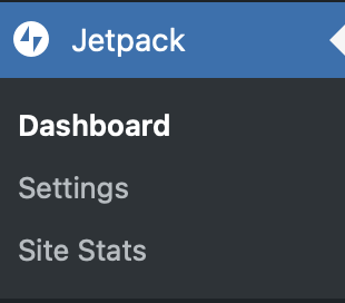 Jetpack Dashboard menu