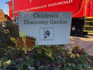 A sign for Children's Discovery Garden, sponsored and cared for by the local gardening club