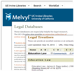 Screenshot of education research sites