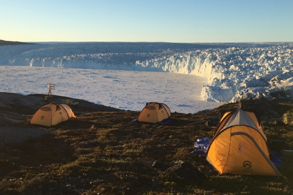 Tents on icy area