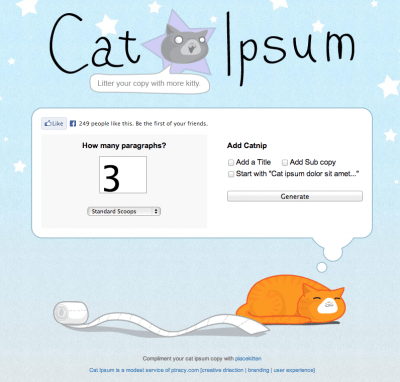 Cat Ipsum website