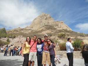 Michelle with friends before climbing the Pena de Bernal