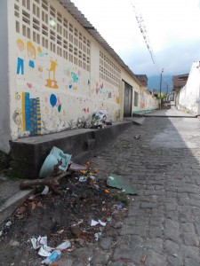 The alley behind the School where all of the children walk through every day. 